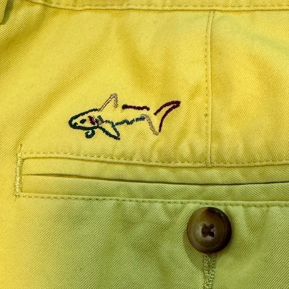 Greg Norman Collection - Shorts 100% Cotton - Lime/Yellow - Size:34